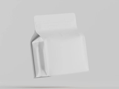 Gri arkaplanda izole edilmiş kahve kesesi beyaz rengi