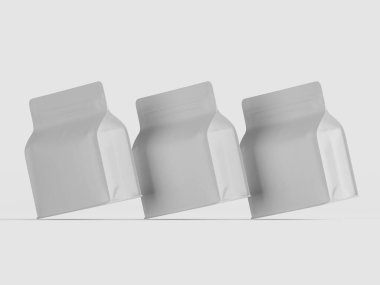 Gri arkaplanda izole edilmiş kahve kesesi beyaz rengi