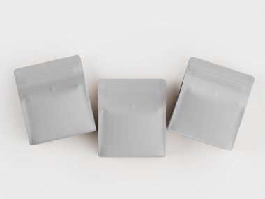 Gri arkaplanda izole edilmiş kahve kesesi beyaz rengi