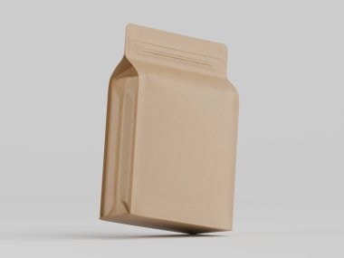 Kahve kesesi ambalajı kahverengi renkli 3D resimleme