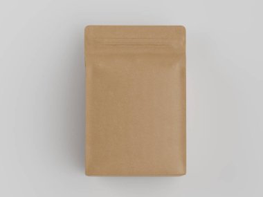 Kahve kesesi ambalajı kahverengi renkli 3D resimleme