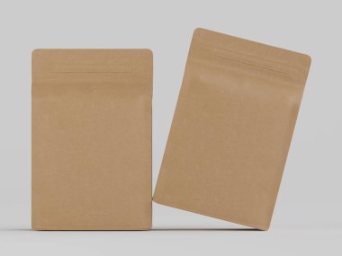 Kahve kesesi ambalajı kahverengi renkli 3D resimleme