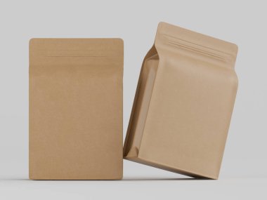 Kahve kesesi ambalajı kahverengi renkli 3D resimleme