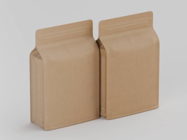 Kahve kesesi ambalajı kahverengi renkli 3D resimleme