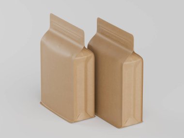 Kahve kesesi ambalajı kahverengi renkli 3D resimleme