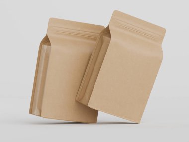 Kahve kesesi ambalajı kahverengi renkli 3D resimleme