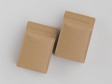 Kahve kesesi ambalajı kahverengi renkli 3D resimleme