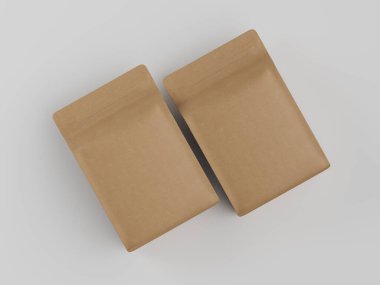 Kahve kesesi ambalajı kahverengi renkli 3D resimleme