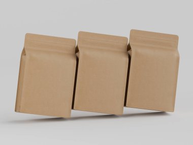 Kahve kesesi ambalajı kahverengi renkli 3D resimleme