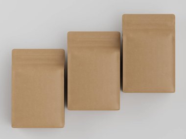 Kahve kesesi ambalajı kahverengi renkli 3D resimleme