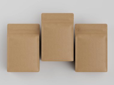 Kahve kesesi ambalajı kahverengi renkli 3D resimleme