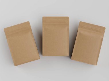 Kahve kesesi ambalajı kahverengi renkli 3D resimleme