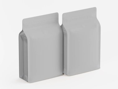 Kahve kesesi ambalajı beyaz renk 3D resimleme