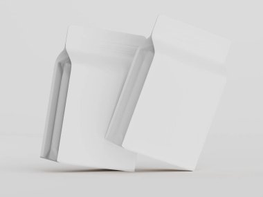 Kahve kesesi ambalajı beyaz renk 3D resimleme