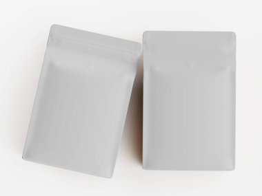 Kahve kesesi ambalajı beyaz renk 3D resimleme