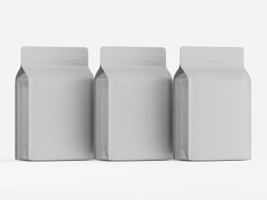 Kahve kesesi ambalajı beyaz renk 3D resimleme