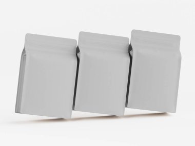 Kahve kesesi ambalajı beyaz renk 3D resimleme