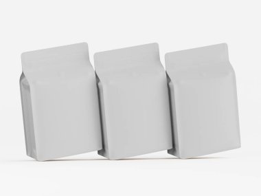 Kahve kesesi ambalajı beyaz renk 3D resimleme