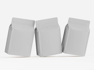 Kahve kesesi ambalajı beyaz renk 3D resimleme