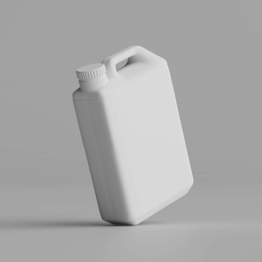  Gri arkaplanda izole edilmiş Jerrycan beyaz renk 3D görüntüleme