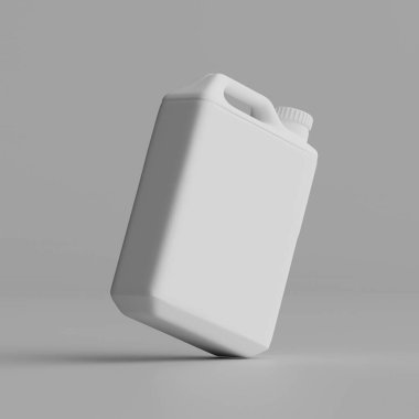  Gri arkaplanda izole edilmiş Jerrycan beyaz renk 3D görüntüleme