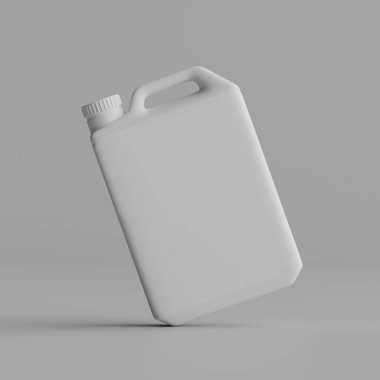  Gri arkaplanda izole edilmiş Jerrycan beyaz renk 3D görüntüleme