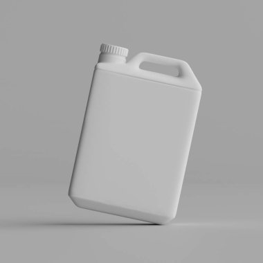  Gri arkaplanda izole edilmiş Jerrycan beyaz renk 3D görüntüleme