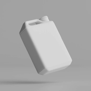  Gri arkaplanda izole edilmiş Jerrycan beyaz renk 3D görüntüleme