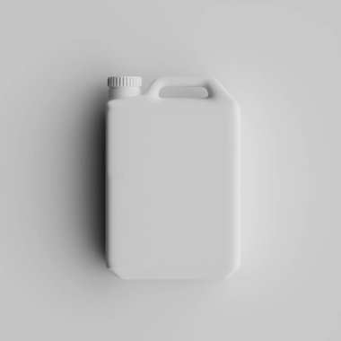  Gri arkaplanda izole edilmiş Jerrycan beyaz renk 3D görüntüleme