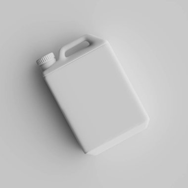  Gri arkaplanda izole edilmiş Jerrycan beyaz renk 3D görüntüleme