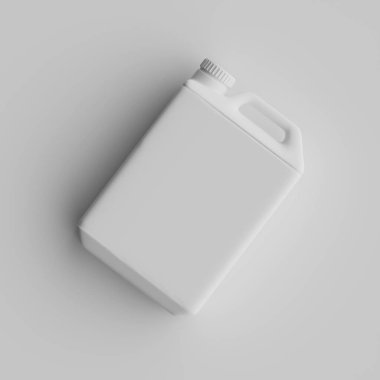  Gri arkaplanda izole edilmiş Jerrycan beyaz renk 3D görüntüleme