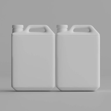  Gri arkaplanda izole edilmiş Jerrycan beyaz renk 3D görüntüleme