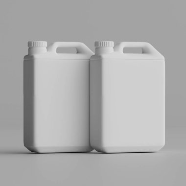  Gri arkaplanda izole edilmiş Jerrycan beyaz renk 3D görüntüleme