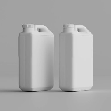  Gri arkaplanda izole edilmiş Jerrycan beyaz renk 3D görüntüleme
