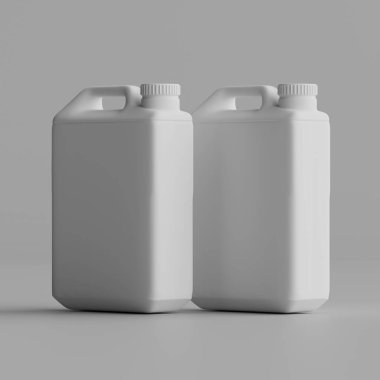  Gri arkaplanda izole edilmiş Jerrycan beyaz renk 3D görüntüleme