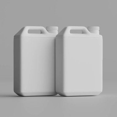  Gri arkaplanda izole edilmiş Jerrycan beyaz renk 3D görüntüleme