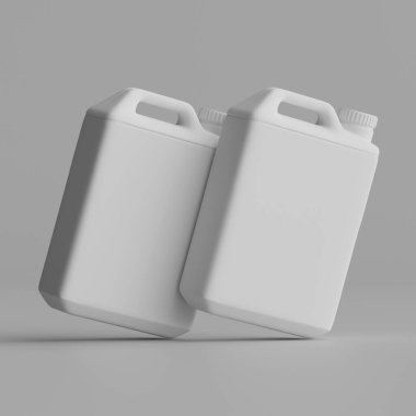  Gri arkaplanda izole edilmiş Jerrycan beyaz renk 3D görüntüleme