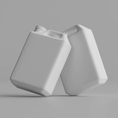  Gri arkaplanda izole edilmiş Jerrycan beyaz renk 3D görüntüleme