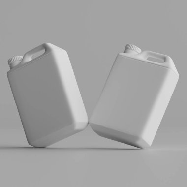  Gri arkaplanda izole edilmiş Jerrycan beyaz renk 3D görüntüleme