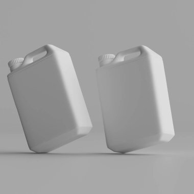  Gri arkaplanda izole edilmiş Jerrycan beyaz renk 3D görüntüleme
