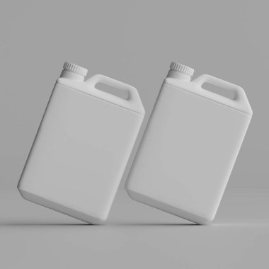  Gri arkaplanda izole edilmiş Jerrycan beyaz renk 3D görüntüleme