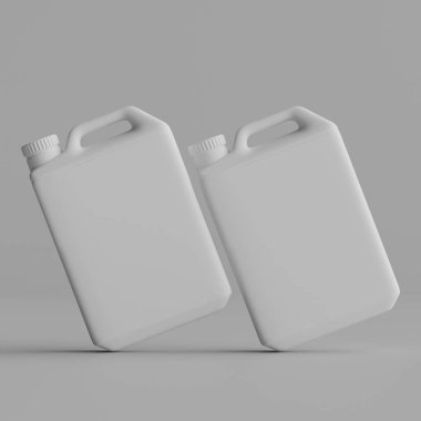  Gri arkaplanda izole edilmiş Jerrycan beyaz renk 3D görüntüleme