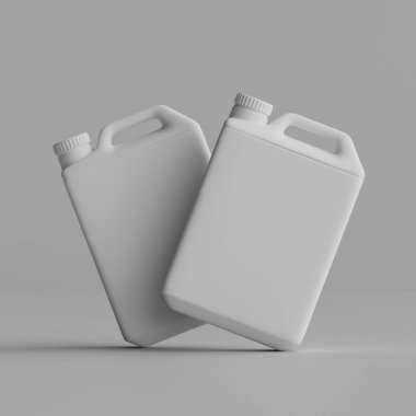  Gri arkaplanda izole edilmiş Jerrycan beyaz renk 3D görüntüleme