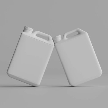  Gri arkaplanda izole edilmiş Jerrycan beyaz renk 3D görüntüleme