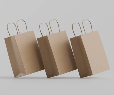 Gerçekçi alışveriş çantası koleksiyonu, 3 boyutlu resimleme