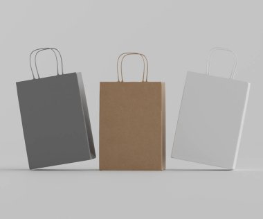 Gerçekçi alışveriş çantası koleksiyonu, 3 boyutlu resimleme