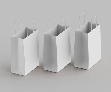 Gerçekçi alışveriş çantası koleksiyonu, 3 boyutlu resimleme