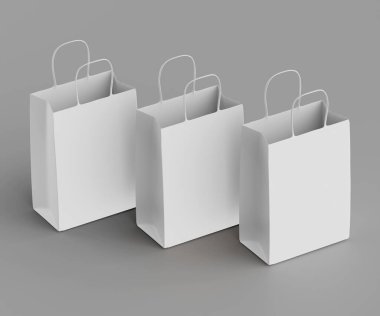 Gerçekçi alışveriş çantası koleksiyonu, 3 boyutlu resimleme