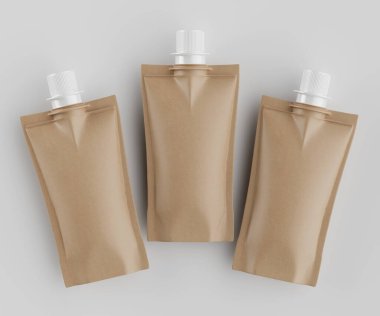 Model koleksiyonu için Doypack çanta paketleme 3B renderimg illüstrasyonu