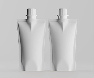 Model koleksiyonu için Doypack çanta paketleme 3B renderimg illüstrasyonu